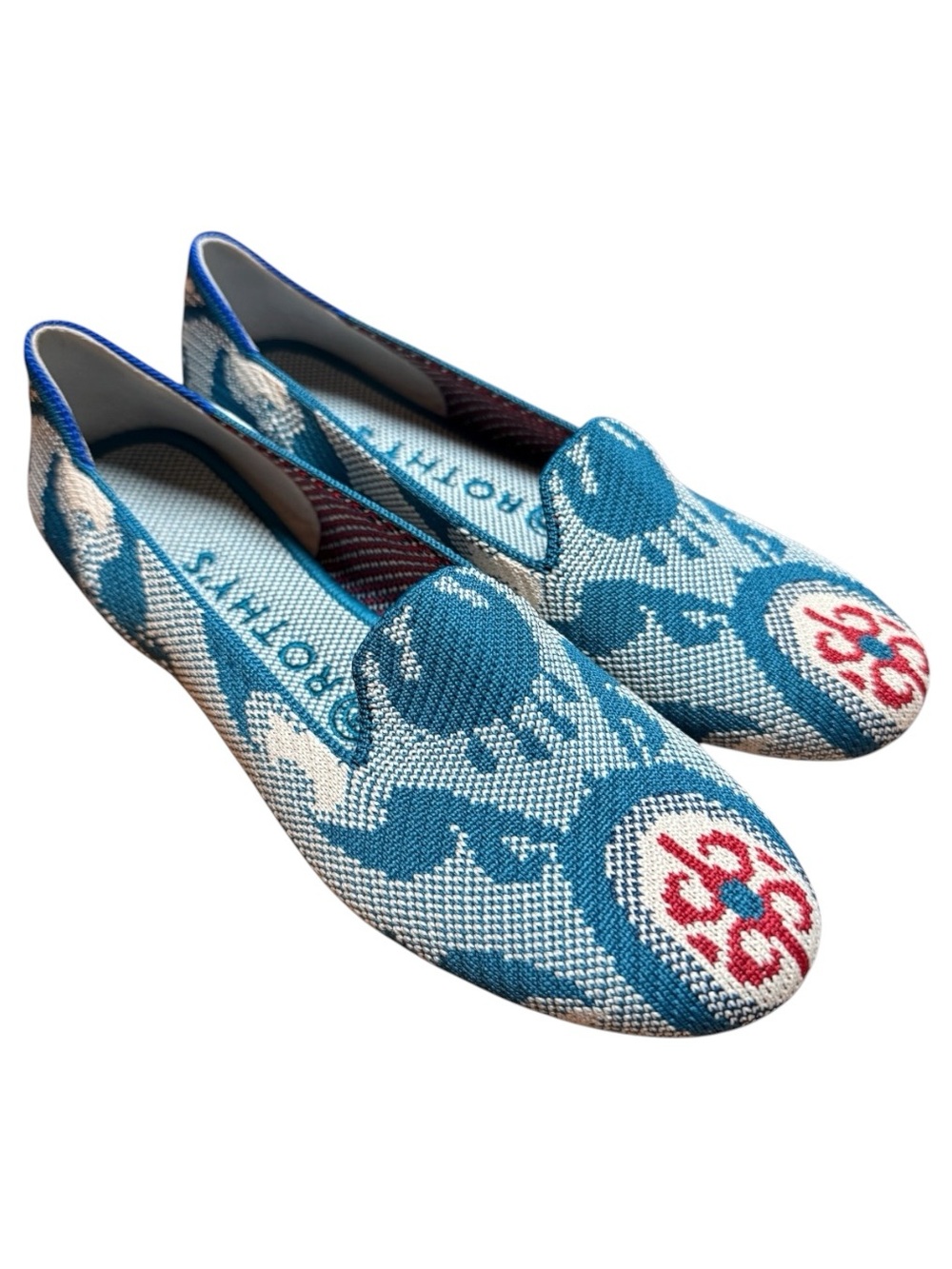 Rothy's The Loafer Women's Size 6 Moroccan Round Toe Flats Teal Blue Red